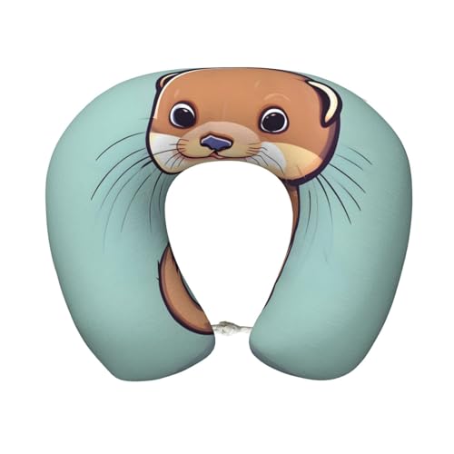 Almohada de viaje con estampado de nutrias suaves miniatura 1