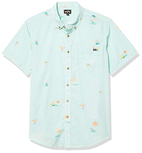 Billabong Men s Classic Sundays Woven Short Sleeve Shirt, Seaglass, S