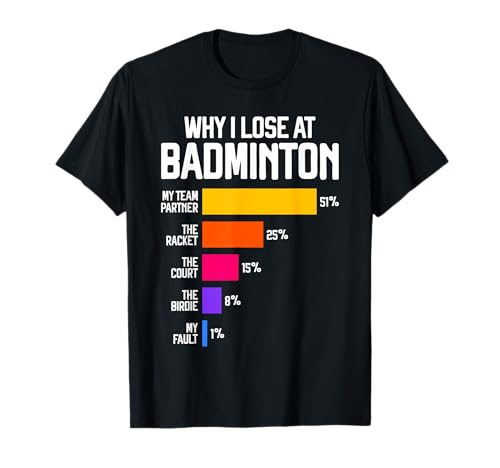 Why I Lose at Badminton Funny Excuses Shuttlecock Birdie T-Shirt