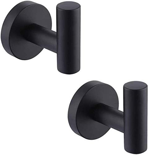 KES Bathroom Towel Hook Robe Hook Shower Kitchen Wall Hanging Hooks Wall Mount SUS 304 Stainless Steel Matt Black 2 Pack, A2164-BK-P2