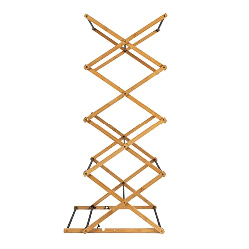 Household Essentials Bamboo Adjustable Folding Clothes Drying Rack, Upscale Laundry Rack with 16 Coated Metal Dowels, Black by Household Essentials - Image 6