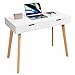Mesa Escritorio Mesa Ordenador Escritorio Ordenador Mesa de Estudio Estilo Moderno y Minimalista con 2 Cajones Blanco 100x50x77cm