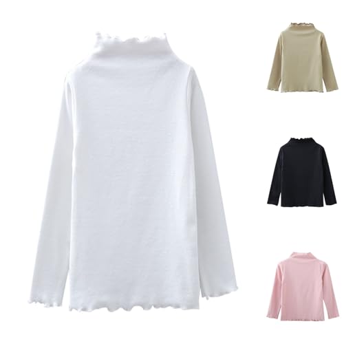 Betadog Girls' Basic Long Sleeve Mock Turtleneck Cotton T-Shirt Long Sleeve Turtleneck Girl Solid Shirt Blouse