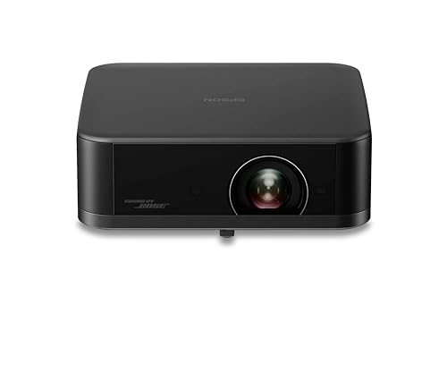 Epson Lifestudio Pop EF-62B Metallic-Schwarz, tragbarer Smart-Projektor, Sound by Bose, Google TV, 4k Pro-UHD, Verwendung im Innen- und Außenbereich, 5 Jahre Geräteschutz*
