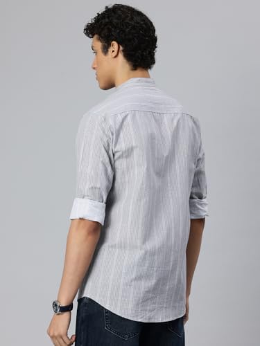 Image of Majestic Man Men's Pure Cotton Mandarin Collar Slim Fit Casual Shirt
