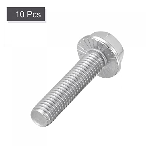 Image of uxcell M8x35mm Hex Serrated Flange Bolts Screws Metric Thread 304 Stainless Steel 10pcs
