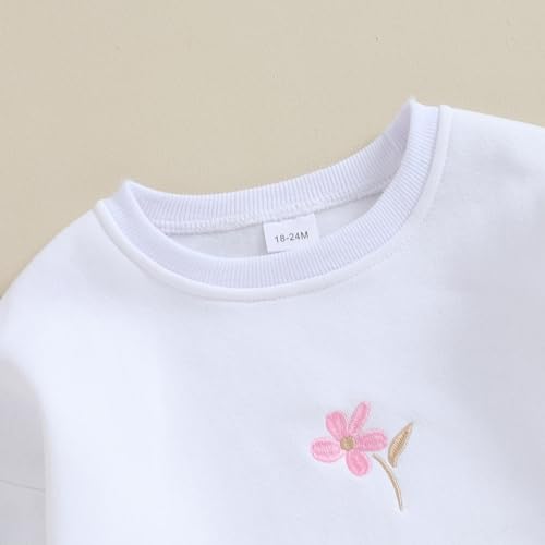 Toddler Baby Girls Long Sleeve Crewneck Embroider Pullover Sweatshirt Sweater Outfits Solid Color Casual Clothes4