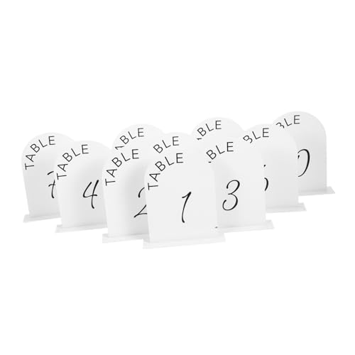 Abaodam Acrylic Wedding Table Signs 10pcs Table Number Holders Base Stylish for Reception Party White
