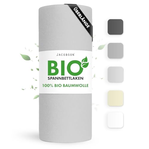Jacobson Bio Spannbettlaken ÜBERLÄNGE 200x220cm Baumwolle Spannbettlaken, GOTS zertifiziertes Bettlaken… – Ansicht 1