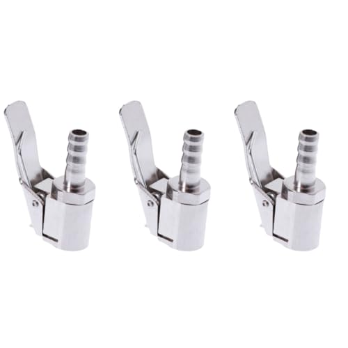 Gatuida 3pcs Pneumatic Pump Connector Durable Car Tyre Clamp for Quick Inflation Lightweight and Easy to Install for Garage and Industrial Use Silver Finish