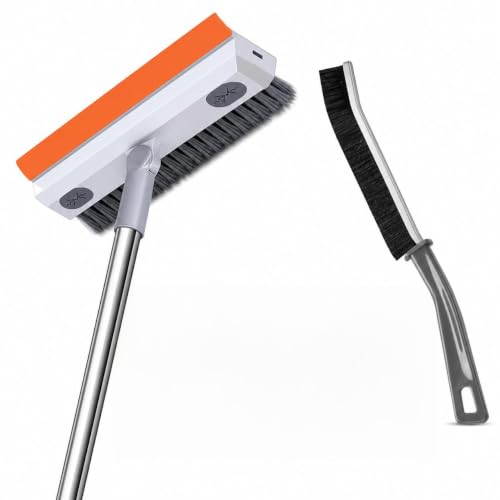 Image of Combo of Bathroom Cleaning Brush with Wiper and (Gap Cleaning Brush), Cleaning Brush with Long Handle, Floor and Tiles Cleaner Brush, Bathroom Cleaning Accessories, Versatile Washroom Brush Cleaner
