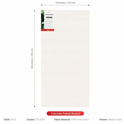 Image of Scholar Art Hobby Series 04 Oz (230 GSM) 100% Cotton Canvas Panel Board for Painting (White Blank Canvas Boards for Acrylic Paint, Oil Paint, Wet & Dry Media) | 18 inchx36 inch (45x90 cm), Pack of 4