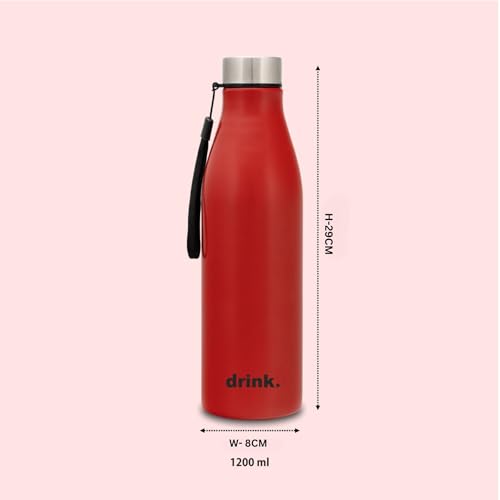 Image of Clay Craft VACBOTT Bingo Single Walled Non Insulated Water Bottle-1200ML, 3-Piece(Red) Leak Proof | Easy Grip |Easy To Carry| Gym Bottle | Home | Kitchen | Hiking | Treking Bottle | Travel Bottle
