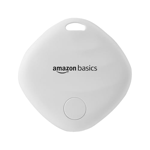 Image of Amazon Basics Aero Tag for iOS | Apple Find My Network Tracker | Bluetooth 5.3 | No SIM Needed | Anti-Lost & Loud 80dB Alert | Item Finder- Keys, Wallets, Bags |Lightweight & 1-Year Battery(White)