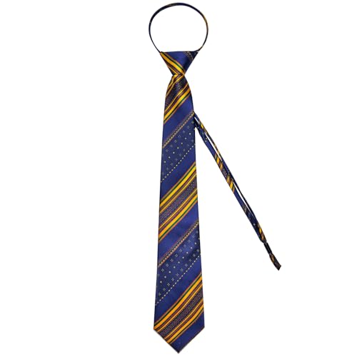 Image of DiBanGu Mens Zipper Ties Silk Adjustable Necktie Pocket Square