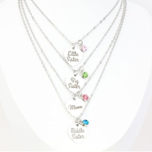 Mother Daughter Necklace Gift Set,Big Sis Middle Sis Lil Sis Mom Jewelry Necklace,Best Friends Necklaces4