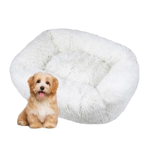 DOTBUY-SHOP Dog Bed Washable, Soft Comfy Cat Bed Macaroon Color Rectangular Dog Bed, Pet Bed With Slip-Resistant Bottom, Orthopedic Dog Beds Gift for Small Dogs Cats (S,White)