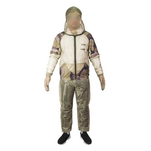 ibasenice Traje de Malla Ultrafina Tamaño Ajustable Capucha Unisex de 3 Piezas Color Caqui, Protección contra Insectos y Mosquitos para Pesca y Senderismo