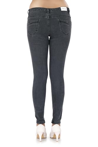 Image of TWGE - Women's Low Rise Skinny Fit Jeans - Single Button, Stretchable Denim Pants - Ankle Length - Stylish Casual Wear