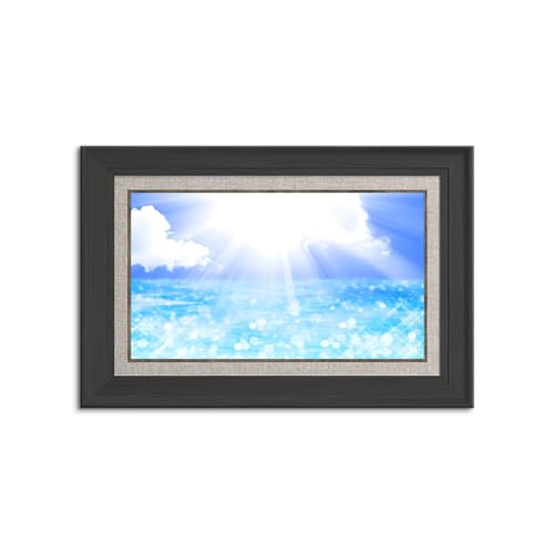 インテリア用アートパネル - 北欧風ハワイアンデザイン|海のバカンススタイル|ヤシの木と熱帯魚の組み合わせ|インテリアアートパネル|木枠付きの完成品 (40x60cm(16x24in),E)