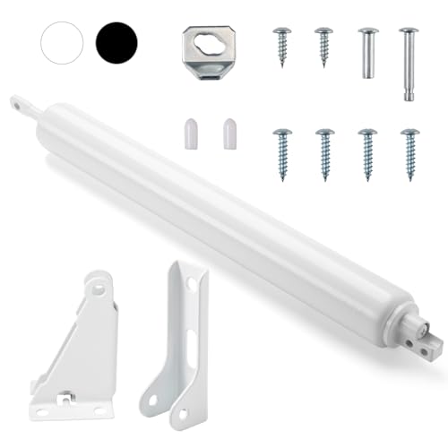 MaxxGeek Screen and Storm Door Closer Kit, Closer for Heavy Storm Doors | Screen and Storm Door Push Button Latch Set | Storm Door Protector Chain and Spring (White-Only Closer), MGPneumatic001