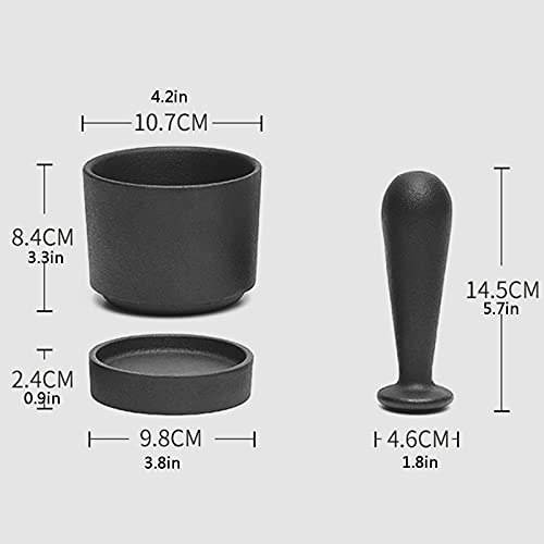 Heavy Duty Cast Iron Mortar And Pestle Kitchen Tool Set, Double Sided Spices Crusher Pepper Grinder Garlic Masher, Manual Pounding Garlic Press Combination #TOP6