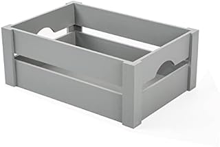 Grey Wooden Crate With Handles Storage Box Shelve Box Christmas Gift Hamper Home Organizer (Small)