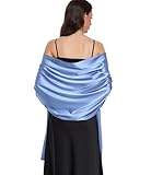 Fttyeiby Shawls and Wraps for Evening Dresses Satin Shawl Wraps for Women Wedding Formal Shawl Dusty Blue