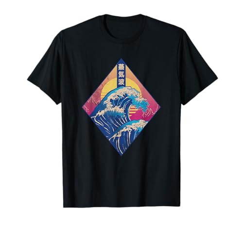 Image of The Great Wave off Kanagawa retro sunset japanese T-Shirt