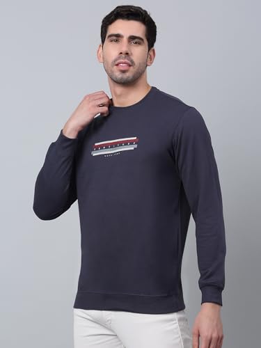 Image of Cantabil Cotton Blend Regular Fit Solid Round Neck Full Sleeve Casual Sweatshirt for Men | Full Sleeves Round Neck Sweatshirts for Men | Mens Round Neck Solid Sweatshirt (P MTSH00028)