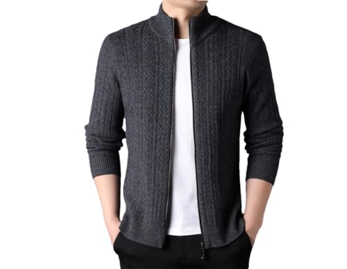 Fall Winter Men's Wool Thickened Knitted Cardigan Sweater Middle-Aged Young Top Sweater
