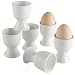 Huevos de cerámica Juego de 6 soportes de porcelana para huevos duros suaves para el desayuno (blanco)