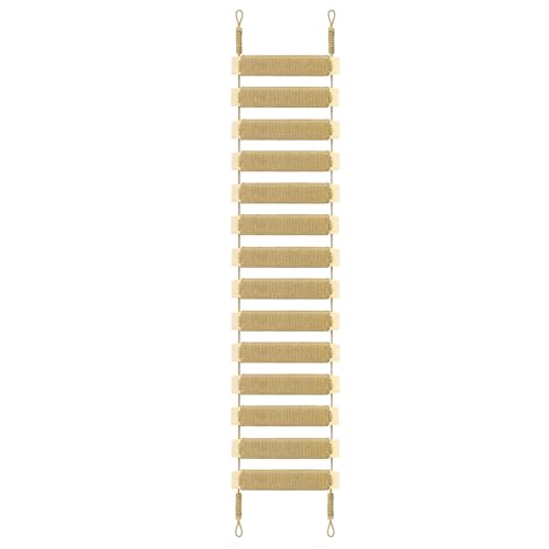 Cat Ladder for Indoor Cats Cage Accessories Climber Bridge Tree Tower Scratching Board Suitable for Most Small and Medium Sized Cats (Upgraded Adjustable Natural Wood 40in)