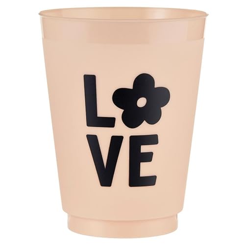 Santa Barbara Design Studio Party Cups 8-Count Reusable BPA-Free Plastic Frost Cups, 16-Ounce, Pink - Love