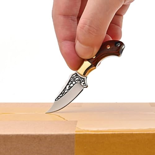 Image of Mini Knife Keychain with Sheath - Portable EDC Pocket Tool | Tiny Collectible Key Chain with Leather Cover for Chef, Kitchen, Travel, Decoration & Gifts