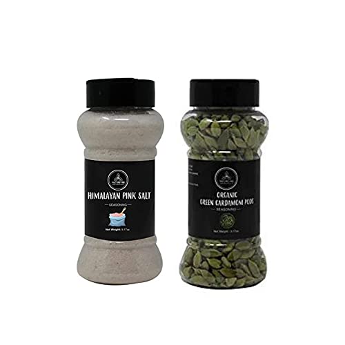 Naturevibe Botanicals Himalayan Pink Salt (9.17Oz) And Green Cardamom Pods Whole, 3.17 Ounces| Sprinkler Combo #TOP18