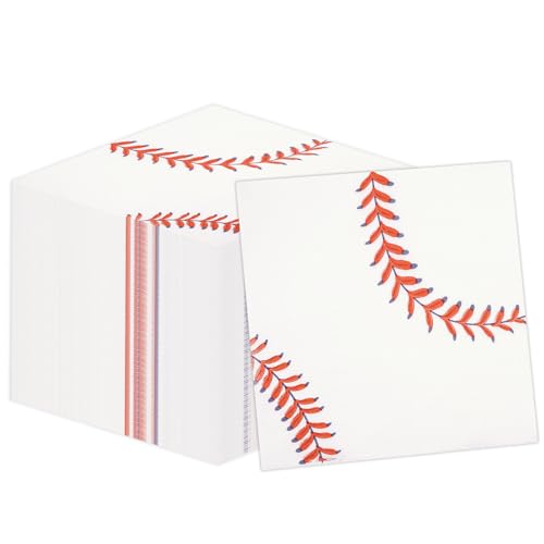 50PCS Baseball Paper Napkins Disposable Baseball Themed Luncheon Napkins Cocktail Napkin Party Supplies for Sports Themed Party Kids Birthday Baby Shower Decorations Celebrations