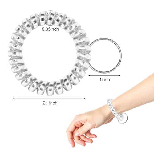 Image of TENOC Spiral Coil Keychain, Anti-lost Key Chain Holder Lanyard Cord for Sauna Outdoor Sports and Gym Pool