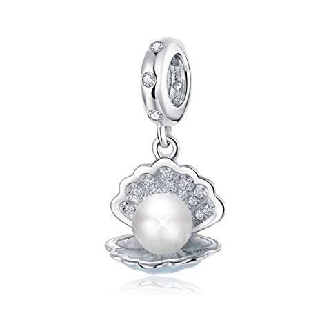 Abalorio de plata de ley 925 con colgante de concha compatible con pulseras Pandora Cover