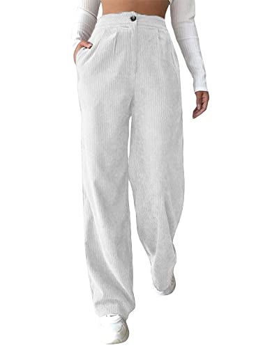 Pantalon en velours côtelé femme à jambe large idéal pour le bureau et les sorties