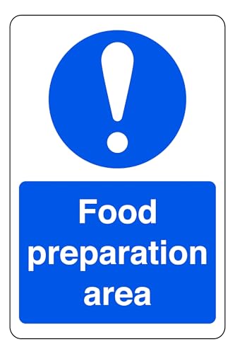 Food Preparation Area - safety sign - 1.2mm Rigid plastic for indoor/outdoor usage (150mm x 100mm) Viewing Distance within 3m.