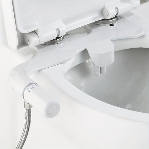 Image of Ultra-Slim Bidet Toilet Attachment, Self-Cleaning Retractable Dual Nozzle (Rear & Feminine Wash), Non-Electric Bidet for Toilet with Adjustable Water Pressure, No Seat Gap, Easy DIY Install (White)