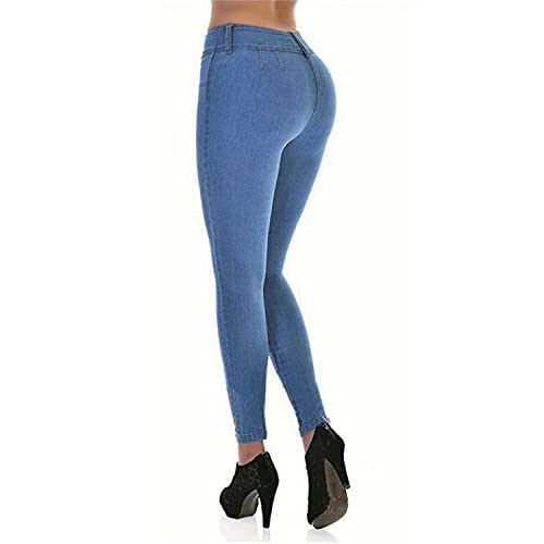 Women's Sexy Straight Leg Cropped Jeans Simple Classic Slim Button Denim Pants Casual Lady Chic Skinny Pencil Jean Trousers2