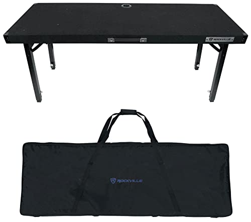 Rockville RTBL4 Adjustable Height DJ Table Folding Legs 20x60 Inch, Portable, Non-Slip Surface...