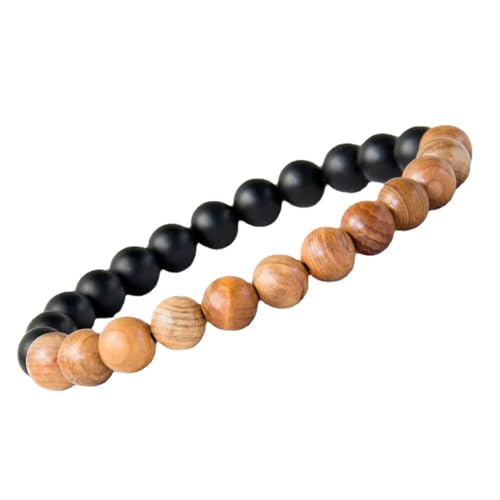 Bracelets de Perles en Bois Noir Mat XJBTBA Artisanat Naturel