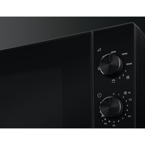 AEG Mikrowelle mit Grill MFB2111DB – freistehend, 21 L, 800 W Mikrowellenleistung, 1000 W Quarzgrill, 5 Leistungsstufen, Edelstahl-Innenraum, Schwarz, Drehteller Ø 27 cm