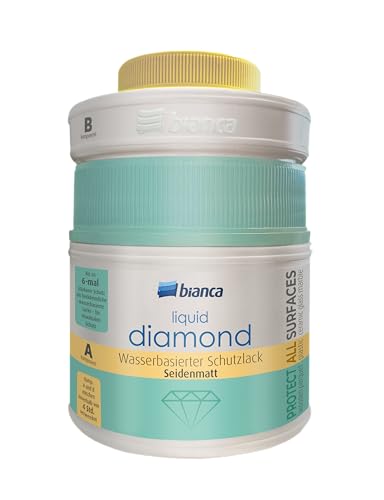 Bianca Liquid Diamond 2K Wasserbasierter Schutzlack - 600g, 6x Stärker, Seidenmatt, Geruchlos, Zwei Komponenten Diamantstark Klarlack, Schutzversiegelung für Küchenarbeitsplatten, Fliesen & Holz