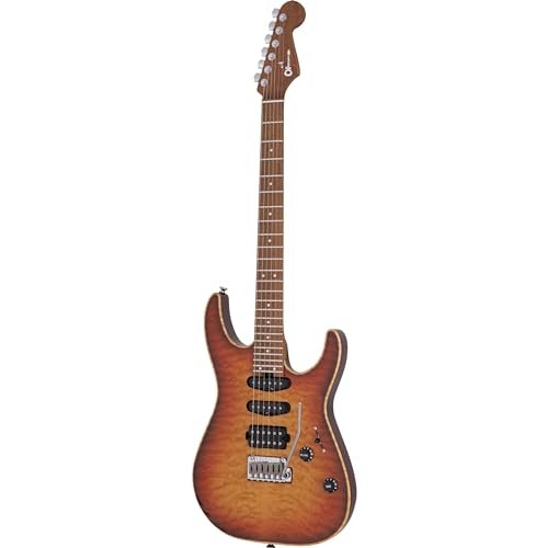 Charvel USA Select DK24 HSS 2PT CM QM Autumn Glow – Guitare Électrique Personnalisée - Les Beatles, Paul McCartney, John Lennon, RIngo Starr, George Harrison Charvel USA Select DK24 HSS 2PT CM QM Autumn Glow - Guitare Électrique Personnalisée – Image 5