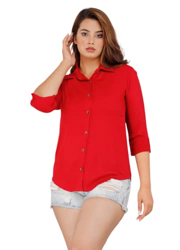 Image of Women Solid Shirt for Office & Casual wear | 3 /4th Sleeves Spread Collar