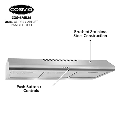 Cosmo COS-5MU36 Under Cabinet Range Hood Ductless Convertible Duct, Slim Kitchen Stove Vent With thumb #6